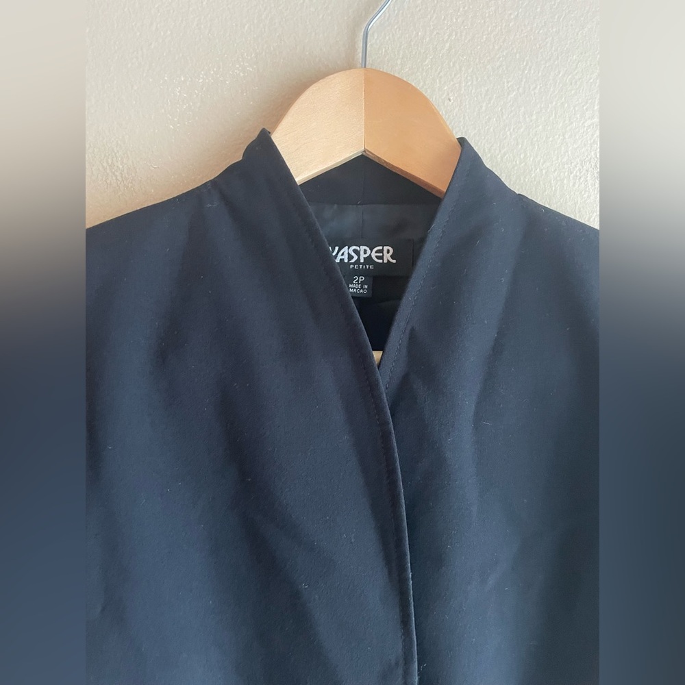 Kasper Women Black Blazer Jacket Size 2Petite - Picture 2 of 10